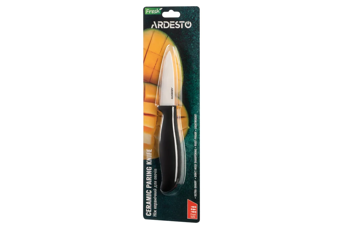 Ніж для овочів ARDESTO Fresh, 7.5 см, кераміка, пластик, чорний.