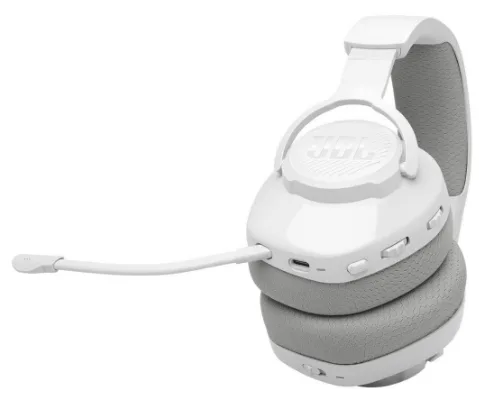 На русский язык это переводится как: "Наушники JBL Беспроводные Полноразмерные Пластиковые Белые".