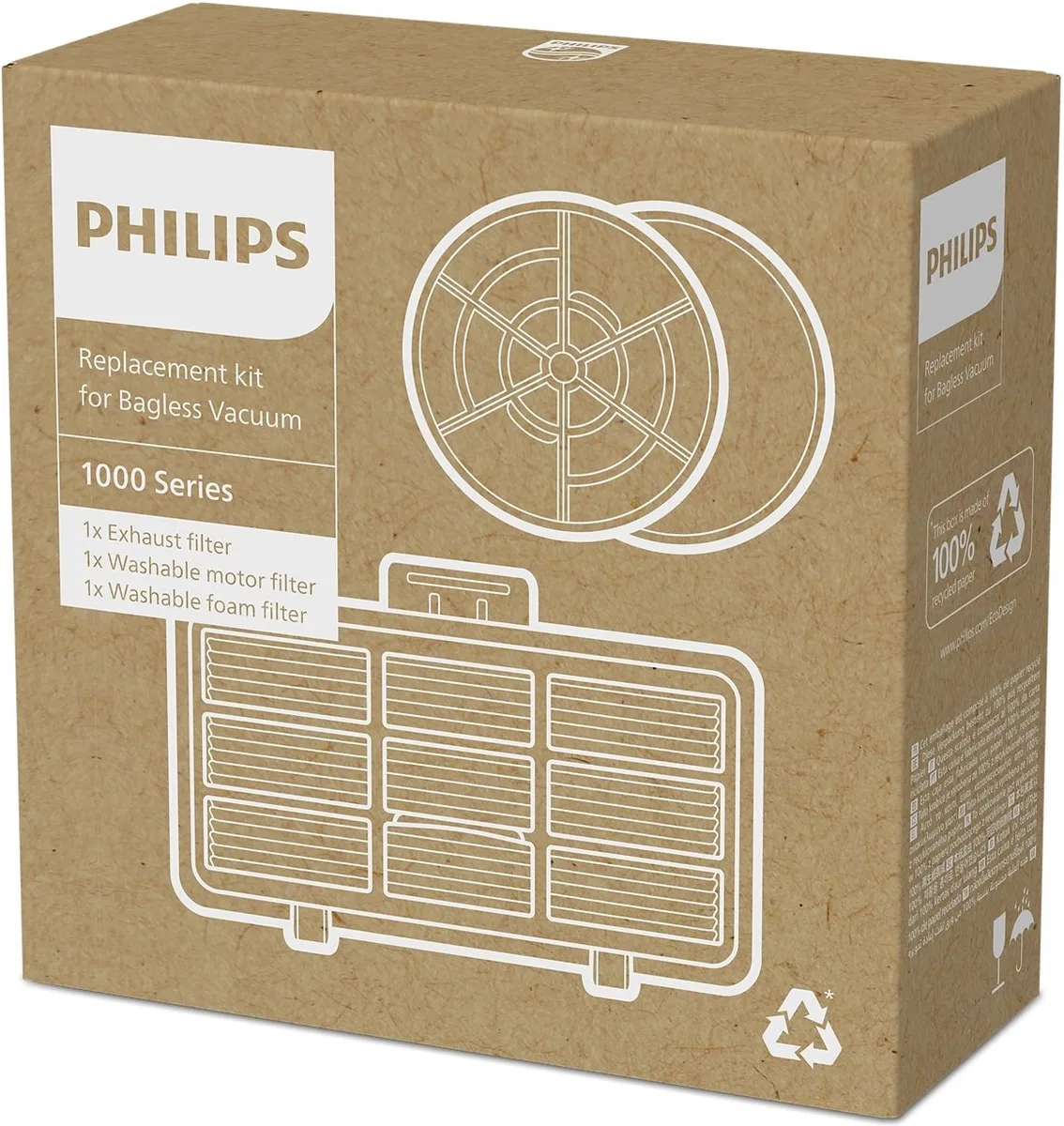 Комплект фільтрів для безмішкового пилососа Philips XV1210/01.