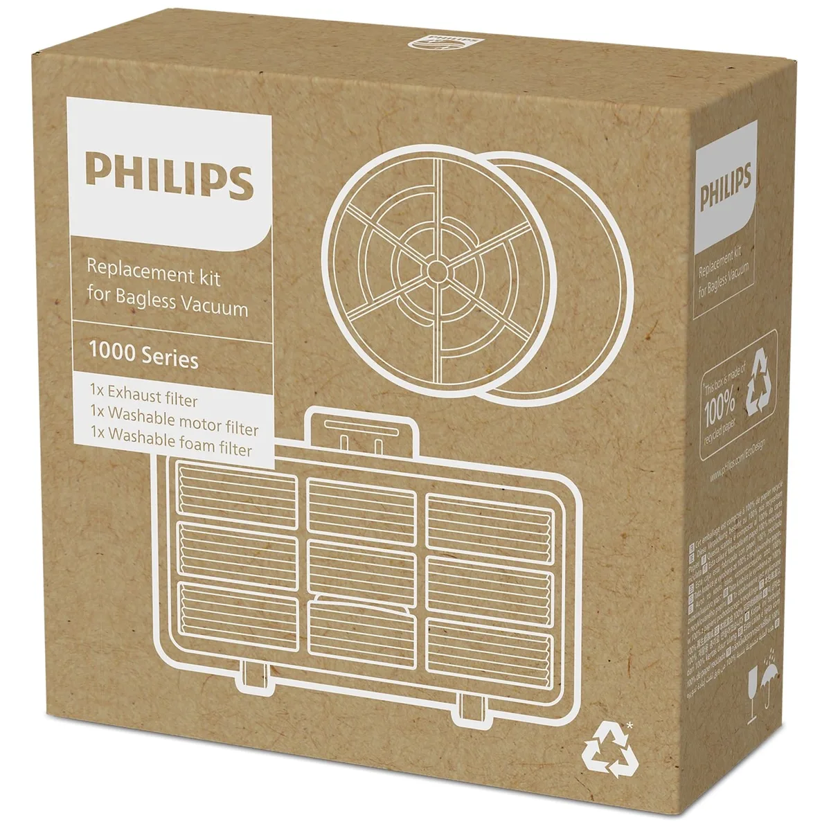 Комплект фільтрів для безмішкового пилососа Philips XV1210/01.