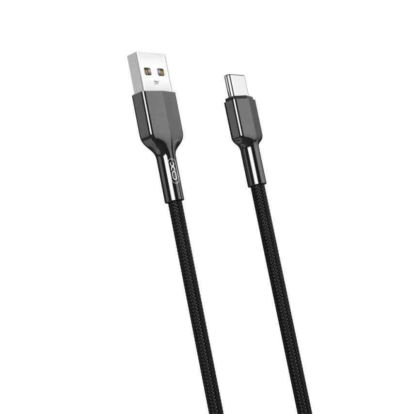 Кабель USB XO Type-C 1м тканинний чорний Quick Charge 2.4A
