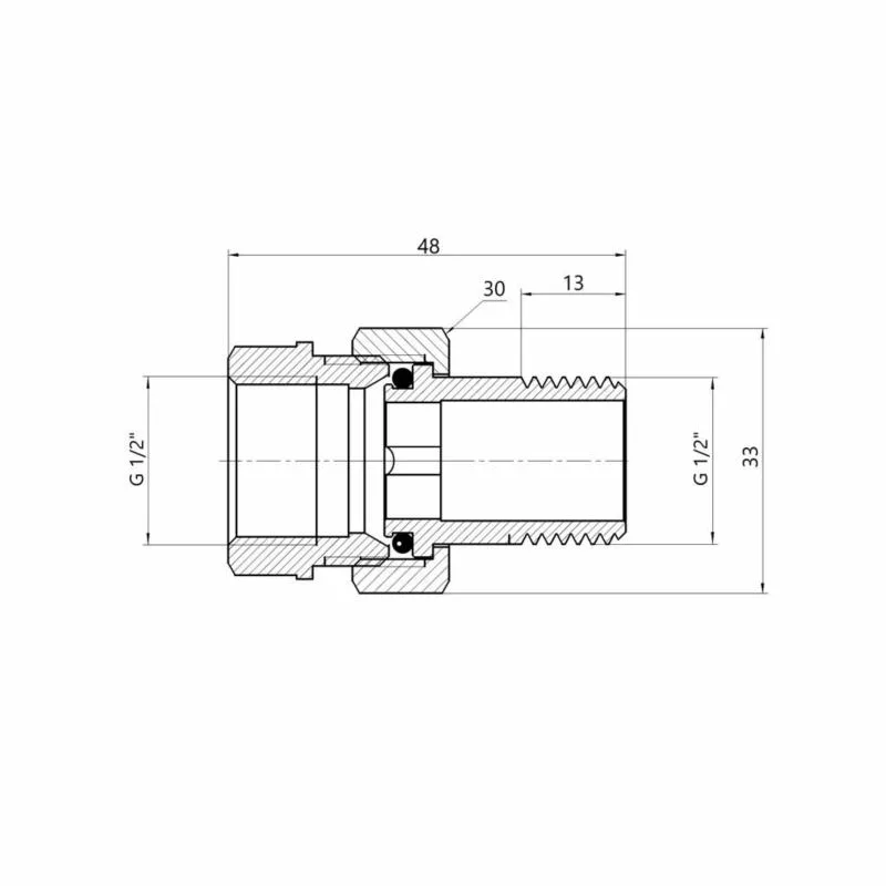Згин Американка 1/2" латунный никелированный Thermo Alliance Forte