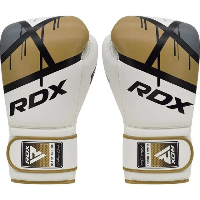 Боксерські рукавиці RDX PU 8 унцій Золотисті з капою в комплекті