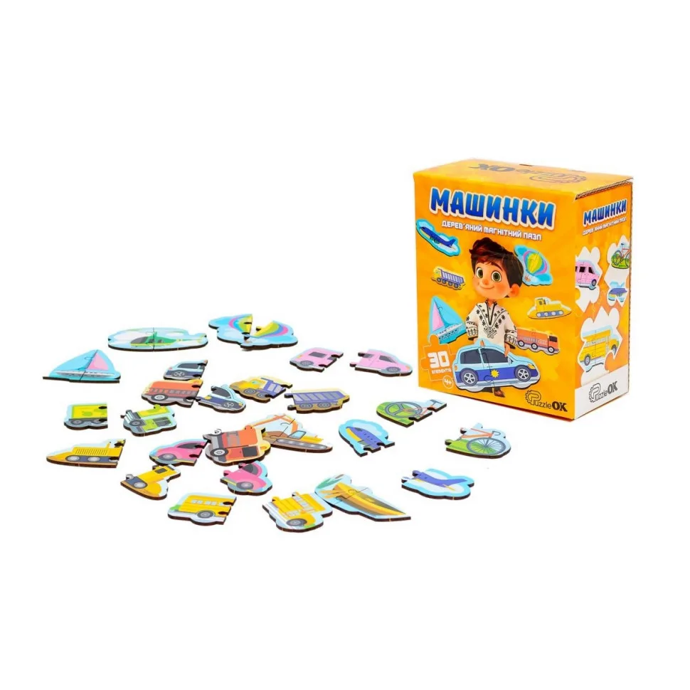 Дерев'яний магнітний пазл PuzzleOK 30 елементів для малюків Мультиколор