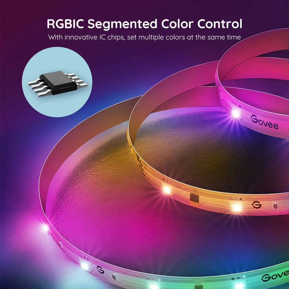 Стрічка світлодіодна розумна Govee H618С LED Strip Ligh, 10м, RGBIC, WI-FI/Bluetooth, білий