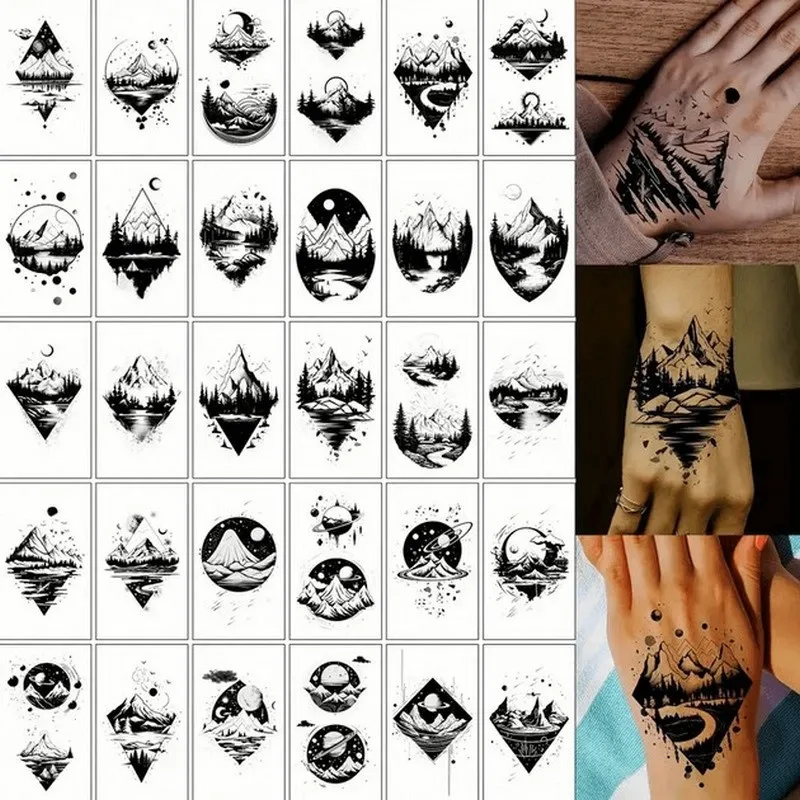 Набір тимчасових татуювань Fresh Tattoo 30 штук 9,5х5,5 см Чорні міні