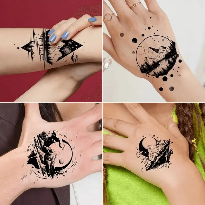 Набір тимчасових татуювань Fresh Tattoo 30 штук 9,5х5,5 см Чорні міні