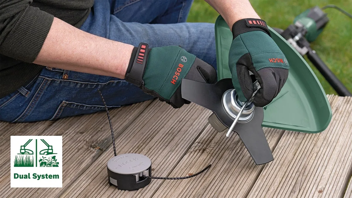 Садовый триммер Bosch AFS 23-37, 1000 Вт, с леской 37 см и ножом 23 см, вес 57 кг