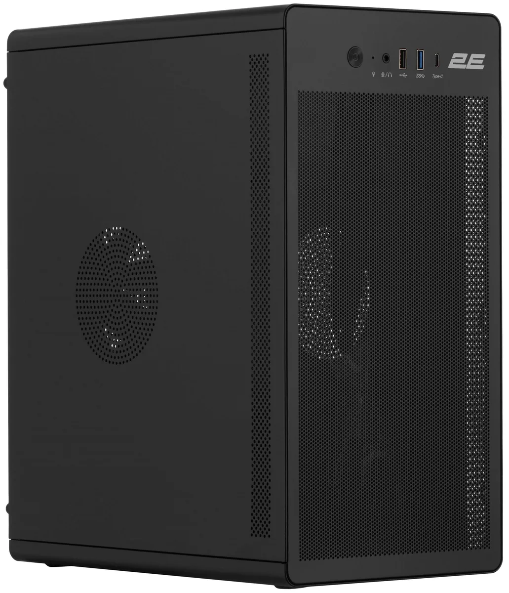 Корпус 2E Credo V285B без БЖ, 1xUSB3.0, 1х USB 2.0, 1xUSB Type-C, 1x120мм, VGA 300мм, mATX, чорний