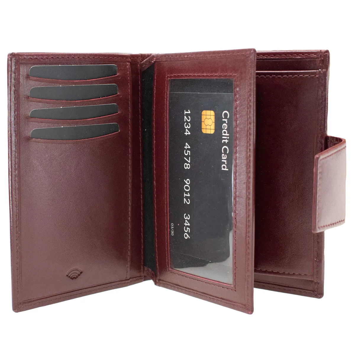 Гаманець жіночий шкіряний 130х110х20 мм Бордовий RFID