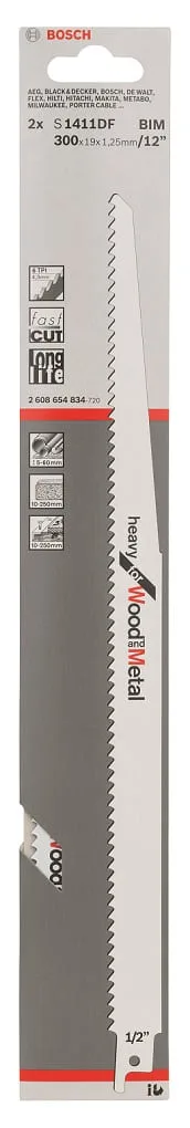 Шабельне полотно Bosch по металу та дереву 300 мм біметал 2 шт