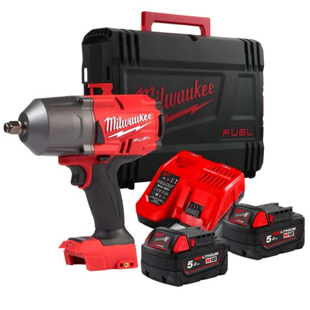 Акумуляторний ударний гайковерт Milwaukee M18 FMTIW2F12-502X 18В, 2 акумулятора по 5 А·год, 881 Нм, 0-2575 об/хв, 1/2" ЗП M12-18.