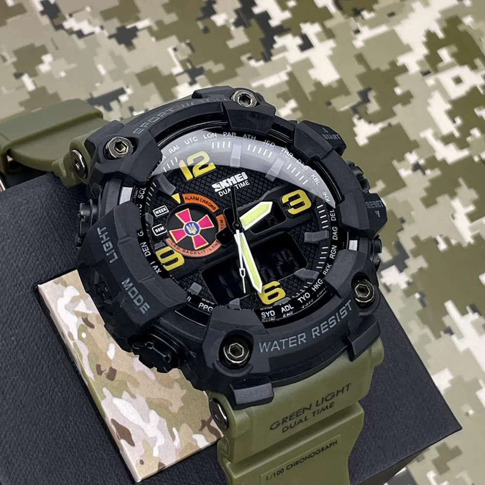 Наручні годинники Patriot полімер 56х56 мм чорні з болотним ремінцем