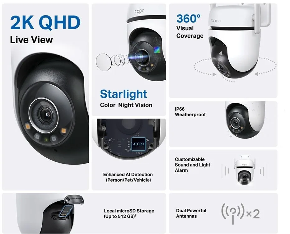 IP-Камера TP-LINK Tapo C520WS 4MP N300 1xFE LAN внешняя поворотная