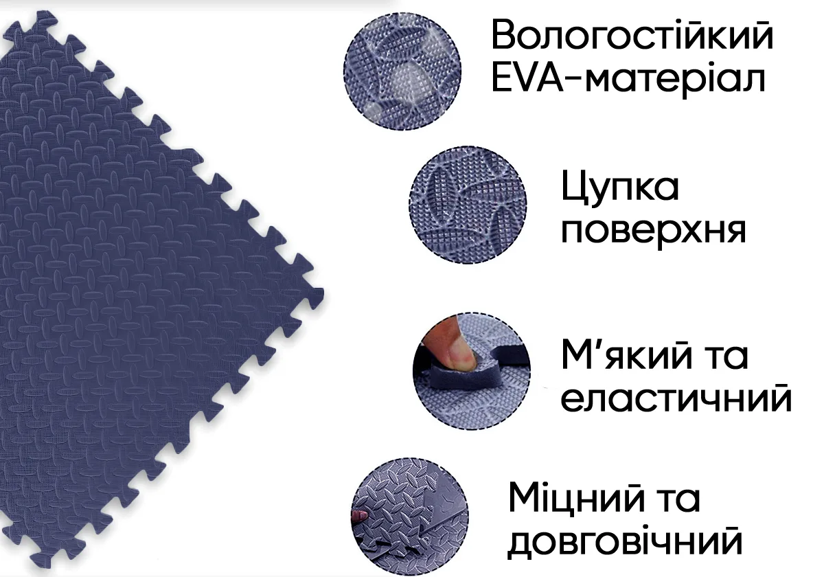 Татамі мат EasyFit EVA 60х60 см синій 4 шт
