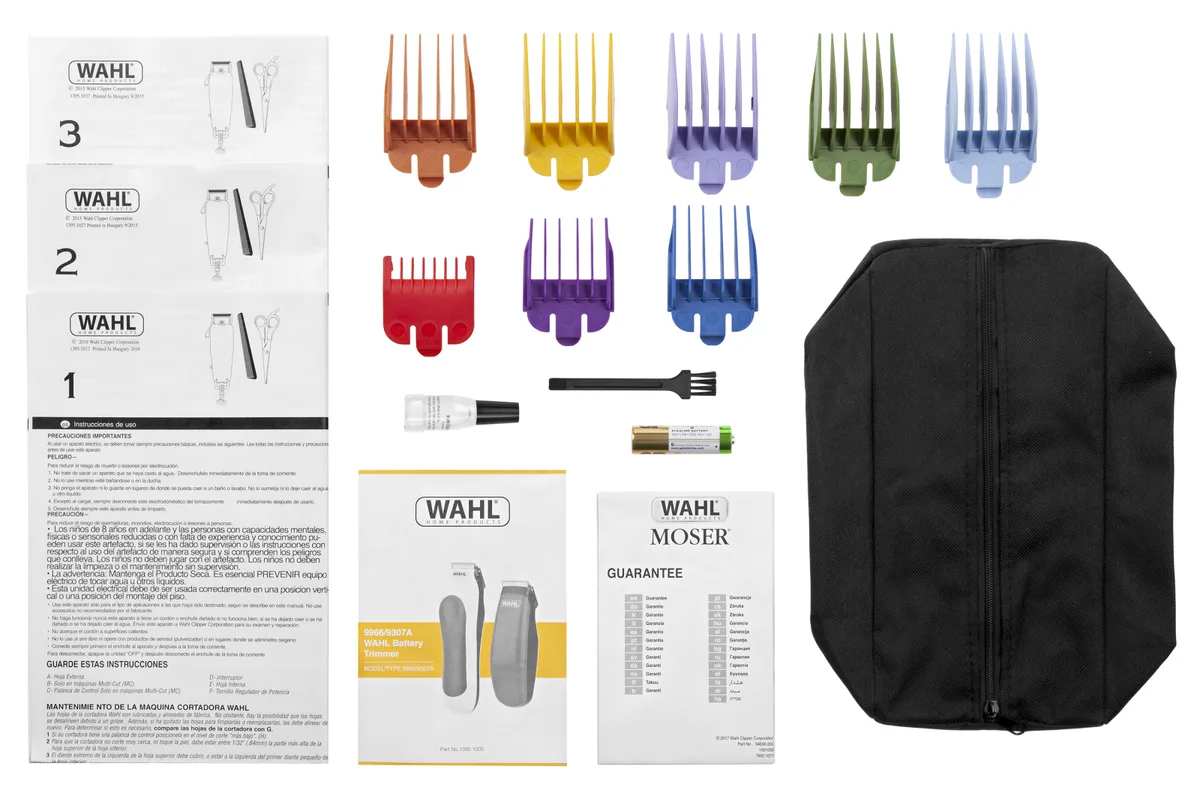 Машинка для стрижки WAHL ColorPro Combo с вибрационным мотором, 8 насадками, кейсом и мини-триммером в комплекте.
