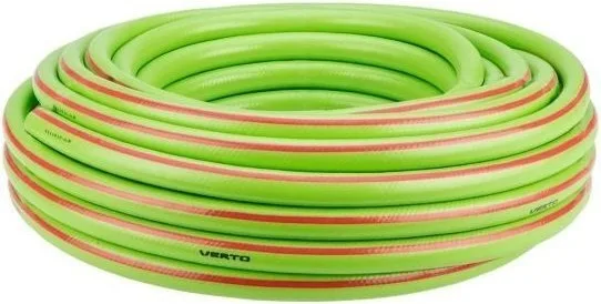 Садовий шланг Verto Professional, 3/4", 20м, трислойний, витримує тиск до 25 бар, температурний діапазон -10...+45°C.