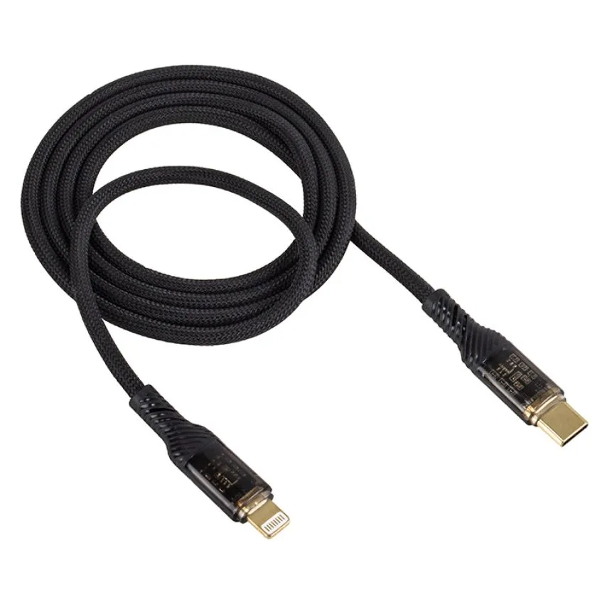 Кабель USB WALKER тканинний 1м Type-C to Lightning чорний