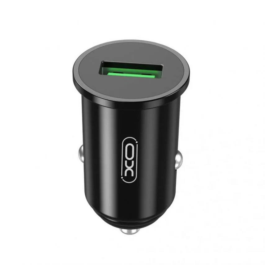 Автомобільний зарядний пристрій XO PC 43х25 мм Чорний 1USB QC3.0 3А 18W