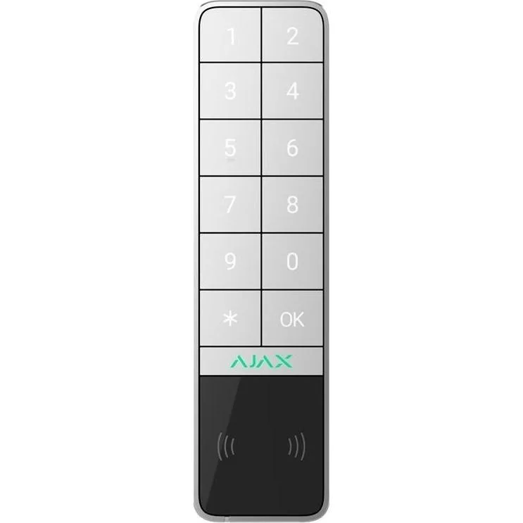 Бездротова зовнішня клавіатура Ajax KeyPad Outdoor Jeweller, біла