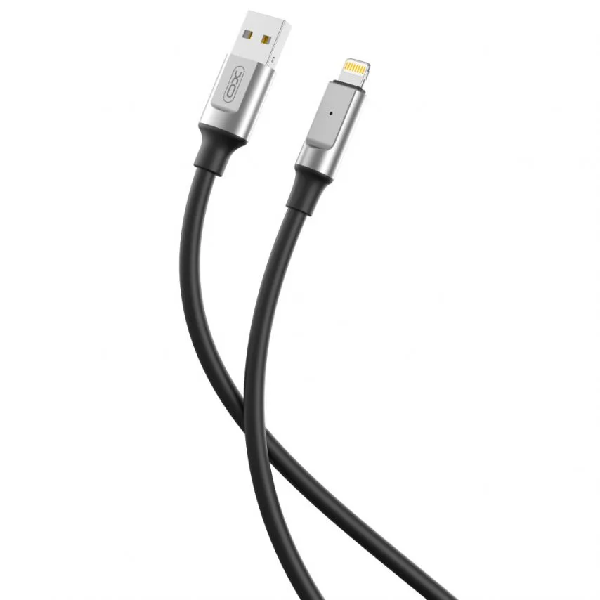 Кабель USB Lightning 1м 6A силіконовий чорний XO Quick Charge