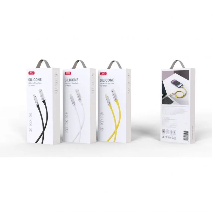 Кабель USB Lightning 1м 6A силіконовий чорний XO Quick Charge