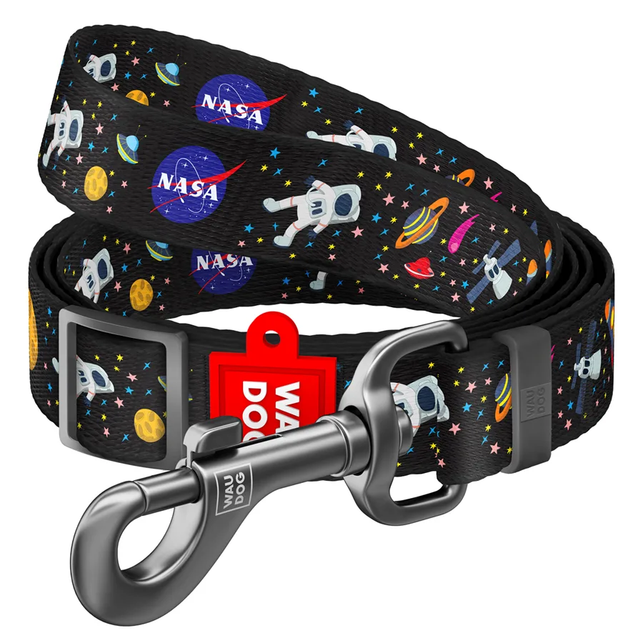 Поводок WAUDOG Нейлон регулируемый 152-183 см нейлоновый Ш 25 мм рисунок NASA
