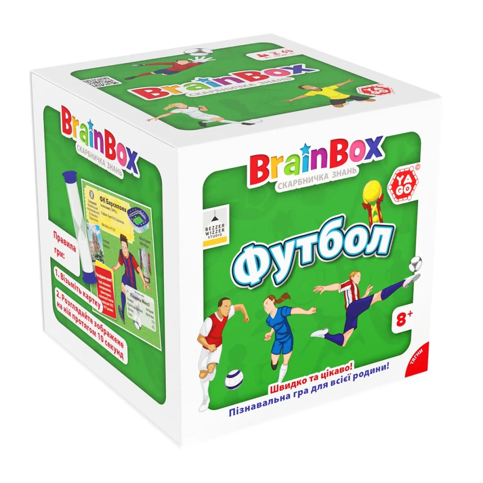 Карткова гра BrainBox Футбол 55 карток 1 гральний кубик для дітей від 8 років