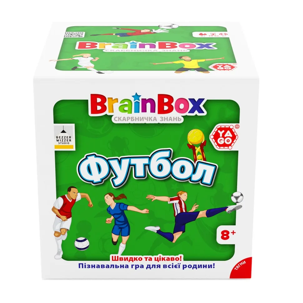 Карткова гра BrainBox Футбол 55 карток 1 гральний кубик для дітей від 8 років