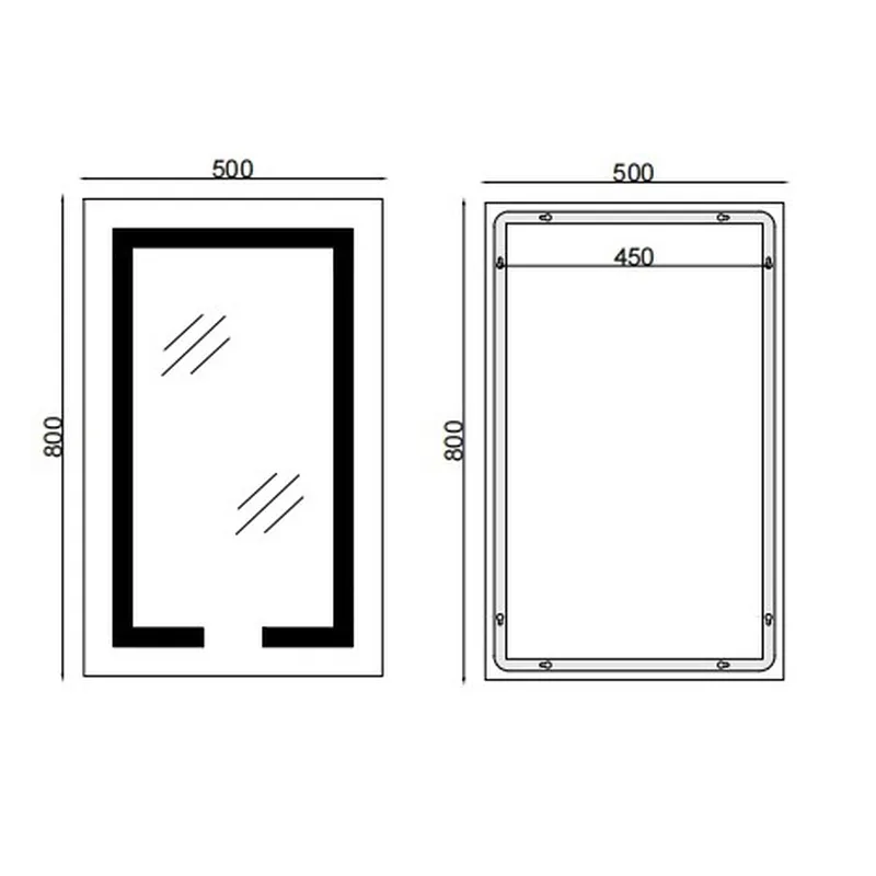 Дзеркало настінне LED Touch 50x80 см Скло 5 мм Біле MIXXUS HARD MR06
