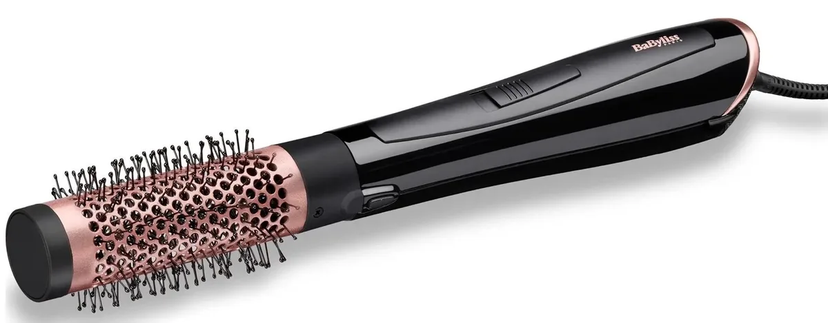 Фен-щітка Babyliss Ідеальне Завершення, 1000Вт, 2 швидкості, іонізація, холодний обдув, керамічне покриття, чорний колір.