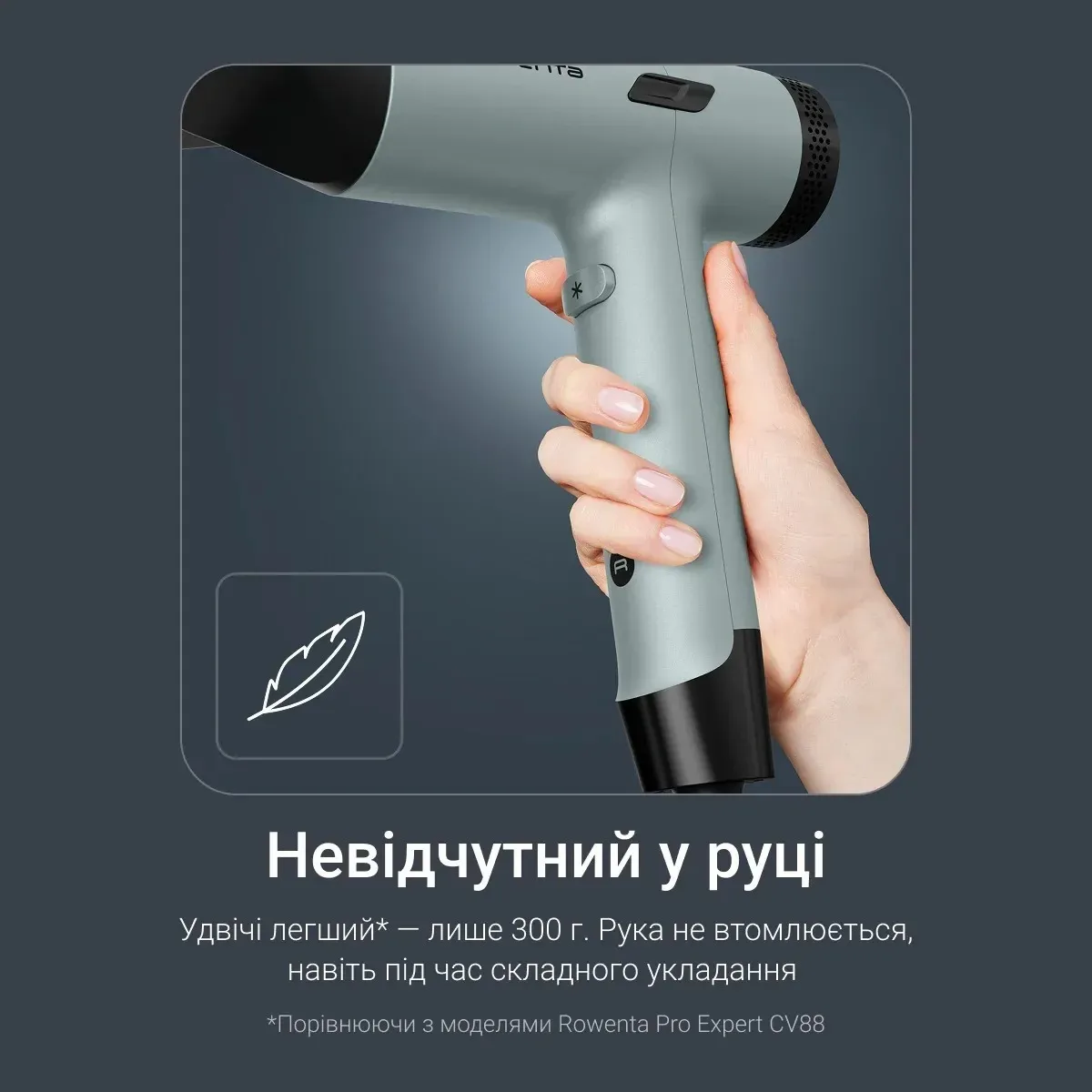 Фен Rowenta 1600Вт іонізація 3 режими дифузор зелено-чорний