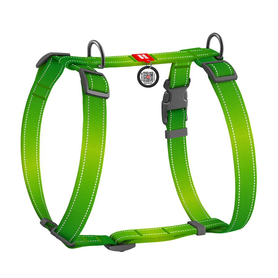 Шлея анатомічна WAUDOG Nylon Mono H-подібна світловідбивна 25 мм L 50-90 см салатова