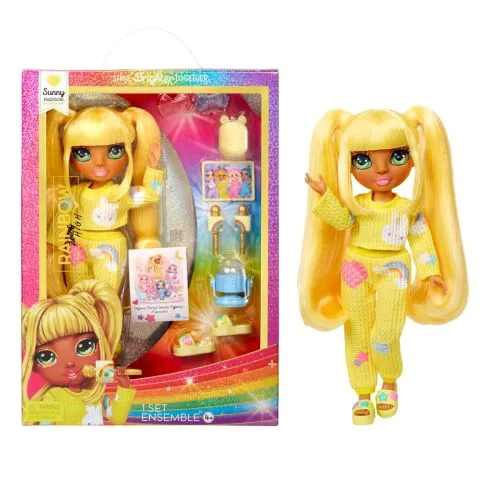 Лялька Rainbow High Санні для дівчаток з довгим волоссям та вечірніми аксесуарами для піжамної вечірки