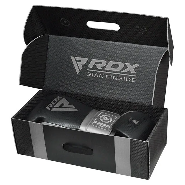 Боксерські рукавиці RDX Inc штучна шкіра 12 унцій сірі