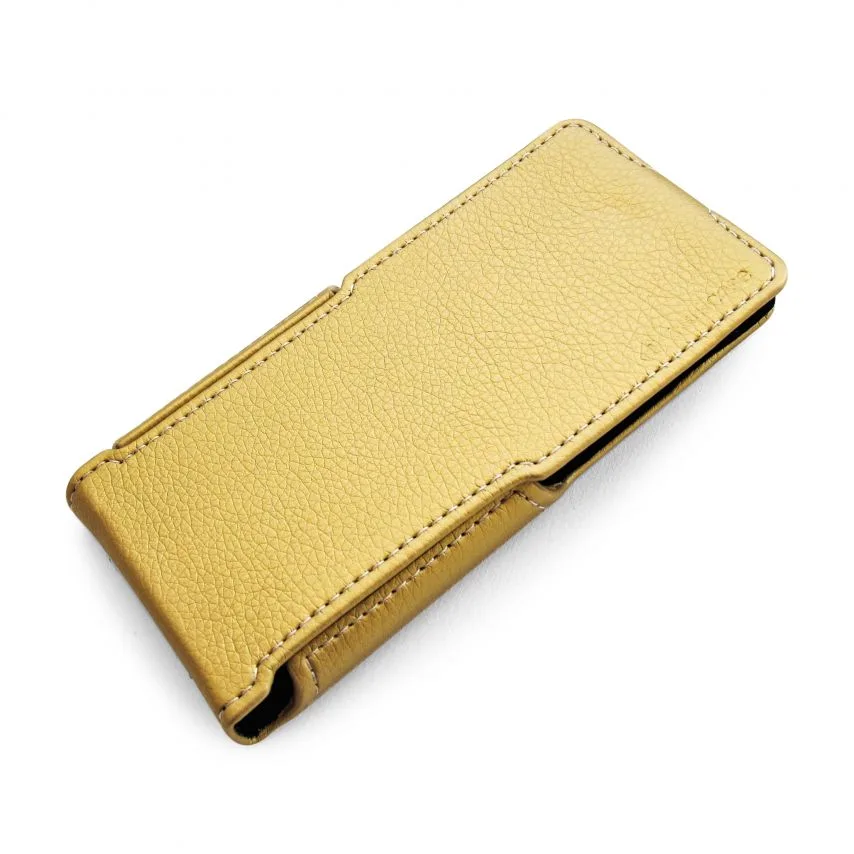 Чохол-книжка Status шкірозамінник 5,2'' золотий slim