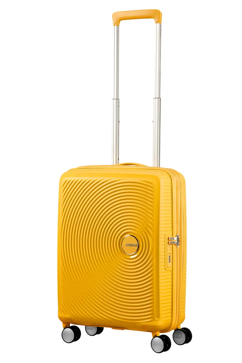 Валіза American Tourister, Soundbox, поліпропілен, мала, 55см, 35.5/41л, TSA, 4 колеса, EXP, жовтий