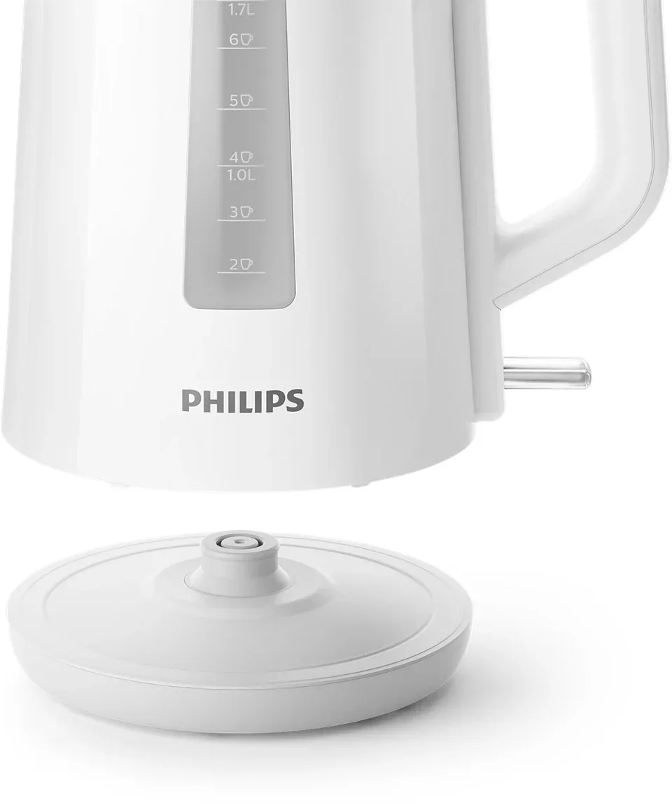 Электрочайник Philips 3000, объем 17 л, пластиковый корпус, белый цвет