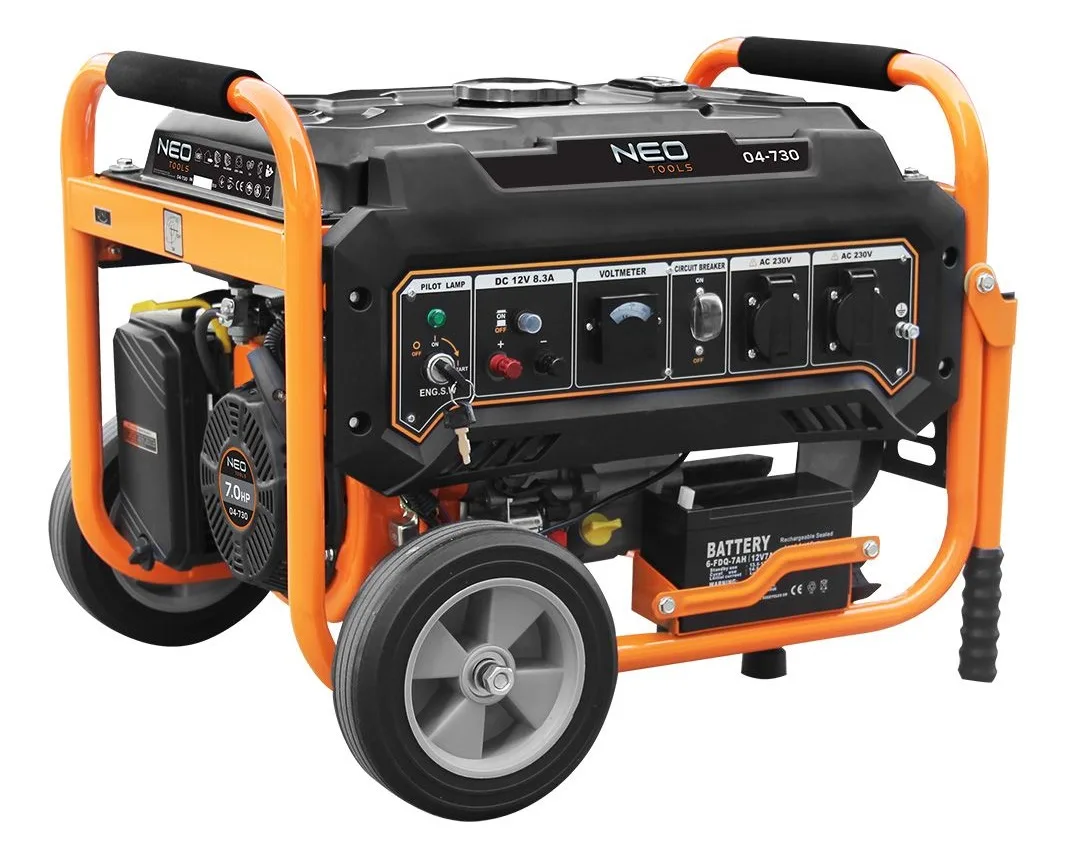 Бензиновий генератор Neo Tools 230В, 2.8/3кВт, з електричним стартером, вага 45кг.