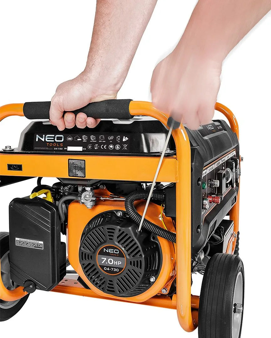 Бензиновый генератор Neo Tools 230В, 28/3кВт, с электрическим стартером, вес 45кг