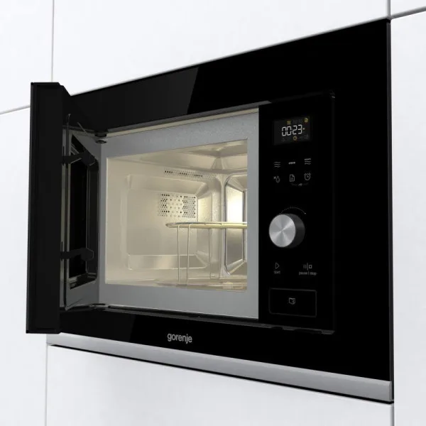 Вбудована мікрохвильова піч Gorenje, 20л, електронне управління, 800Вт, гриль, дисплей, чорна.