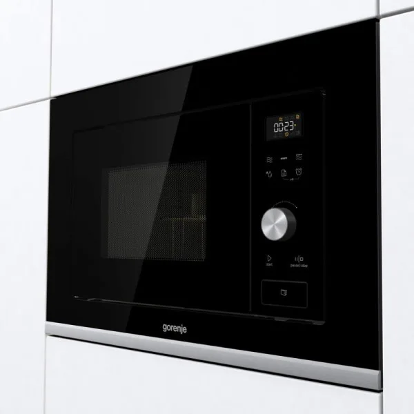 Вбудована мікрохвильова піч Gorenje, 20л, електронне управління, 800Вт, гриль, дисплей, чорна.