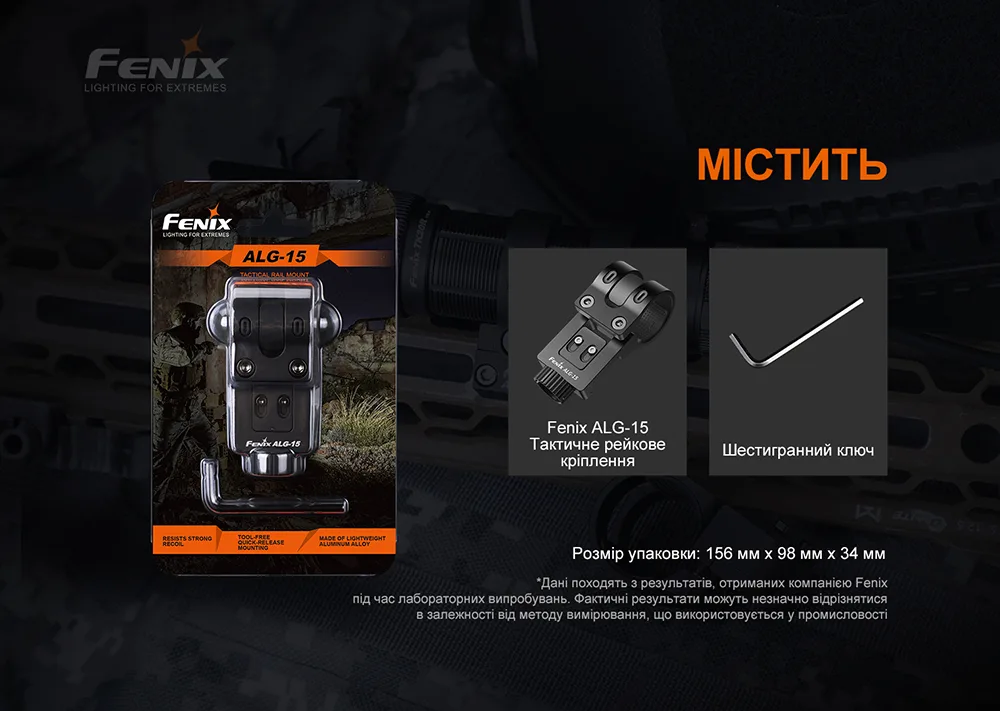 Кріплення на зброю Fenix алюміній 75х31х30 мм чорне