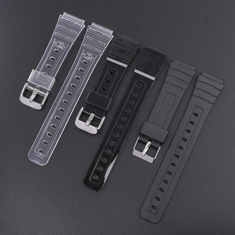 Ремінець Casio полімерний 18 мм прозорий сріблястий