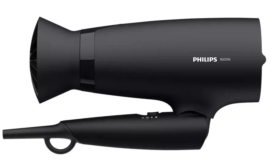 Фен Philips 1600 Вт компактный черный с холодным воздухом и складной ручкой