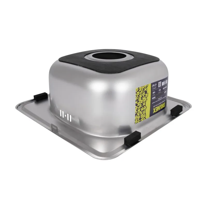 Кухонна мийка Brinex 3838 квадратна 0,6 мм нержавіюча сталь 38х38 см Satin
