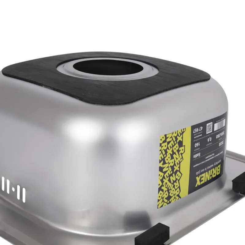 Кухонна мийка Brinex 3838 квадратна 0,6 мм нержавіюча сталь 38х38 см Satin