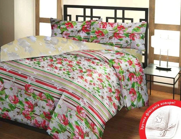 Сімейний комплект постільної білизни Home Line Бязь 215х220 см Червоний