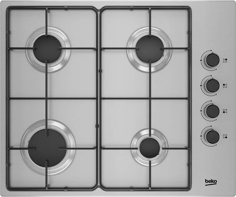 Газова варильна панель Beko, 60 см, з нержавіючої сталі.