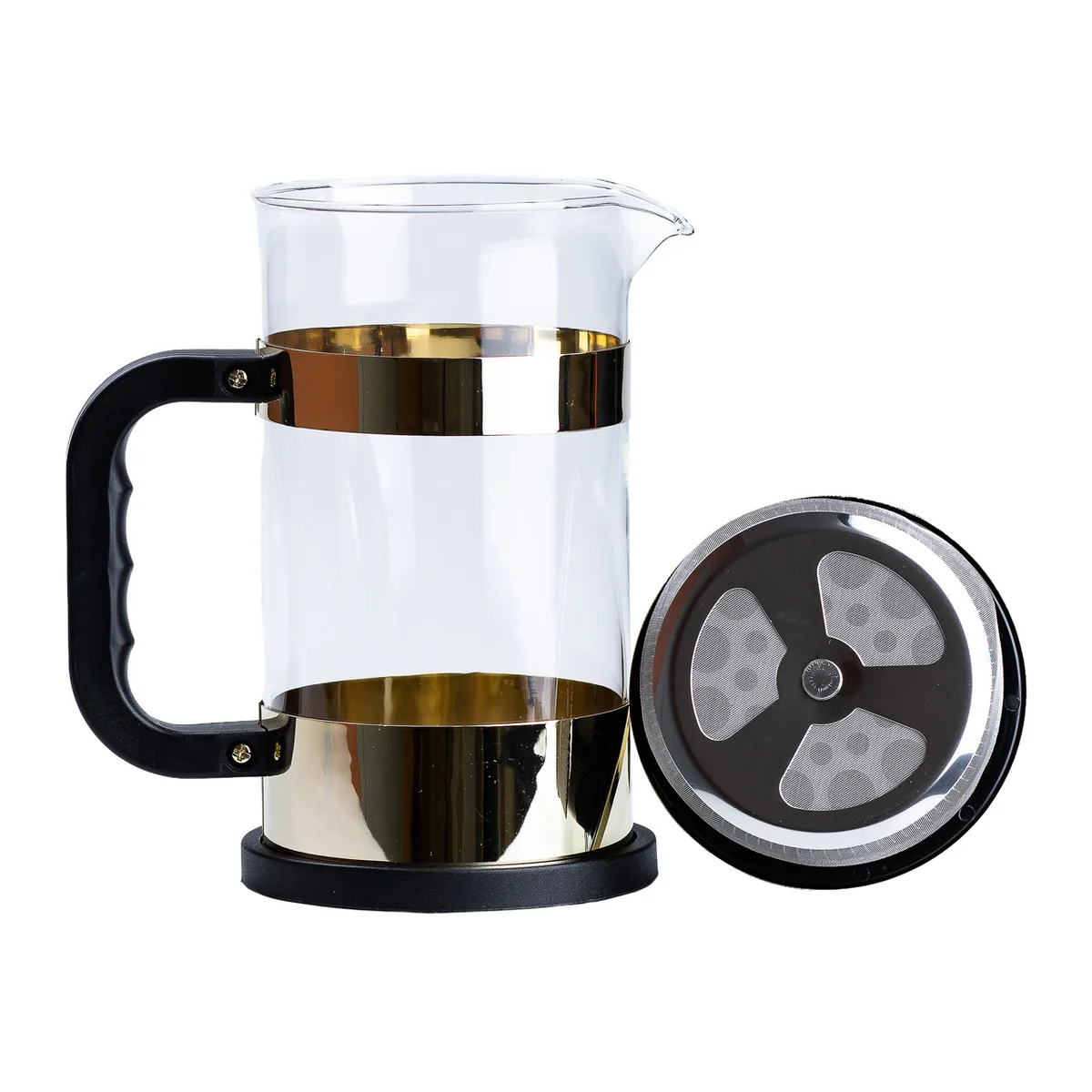 Заварник для чаю френч прес скляний 1 л золотий TS Kitchen
